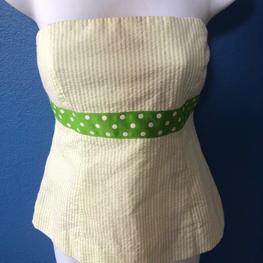 Molly B Green white Striped strapless top shirt 2